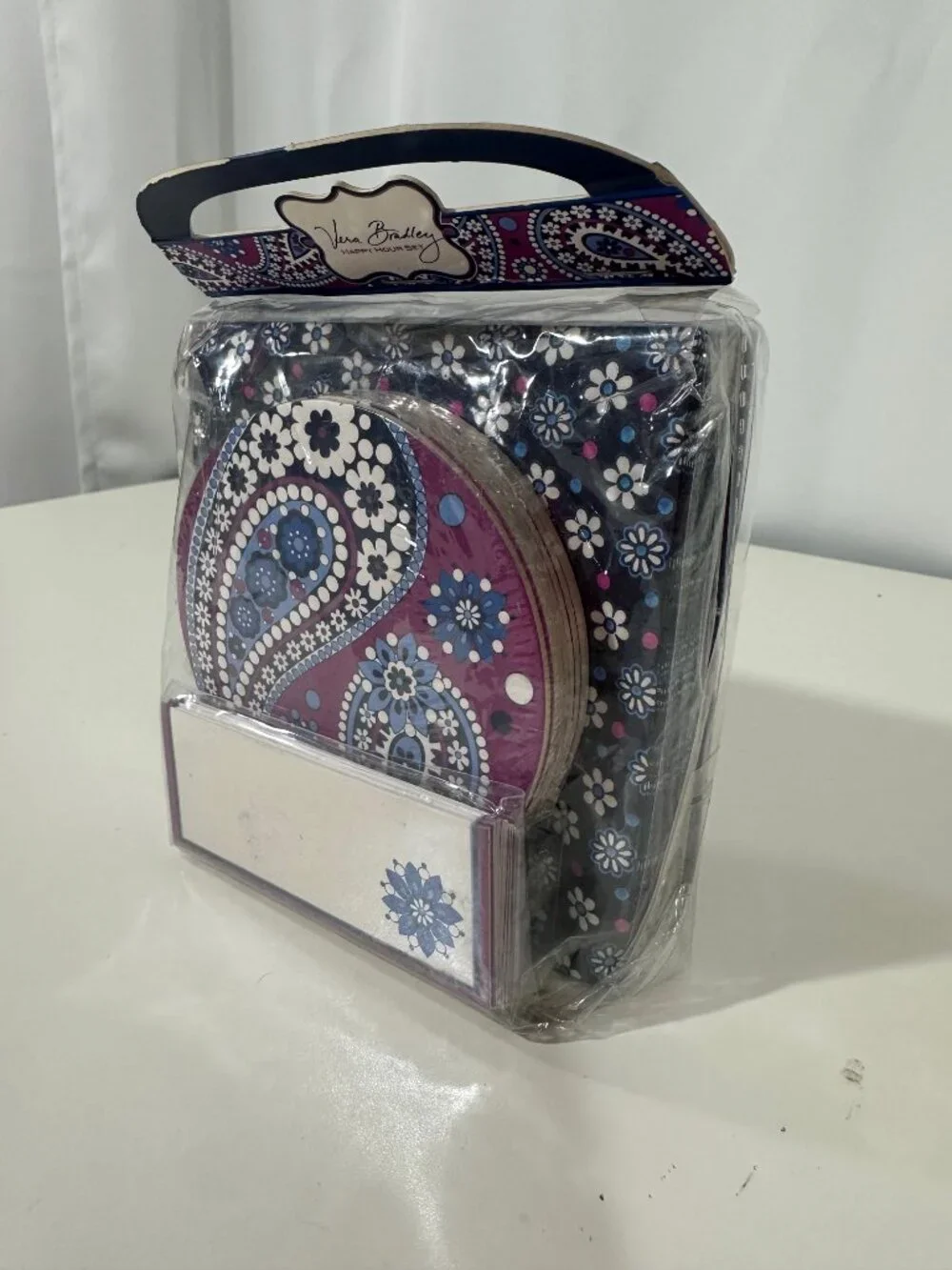 NWT Vera Bradley Boysenberry Happy Hour Set NIP Cocktail Napkins Coasters Cards